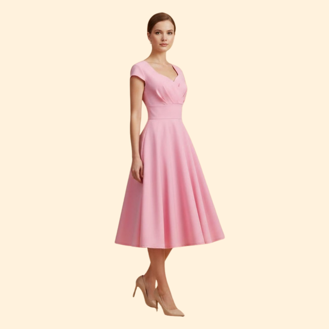 Women's  A-Line Dress with Pleated Waist