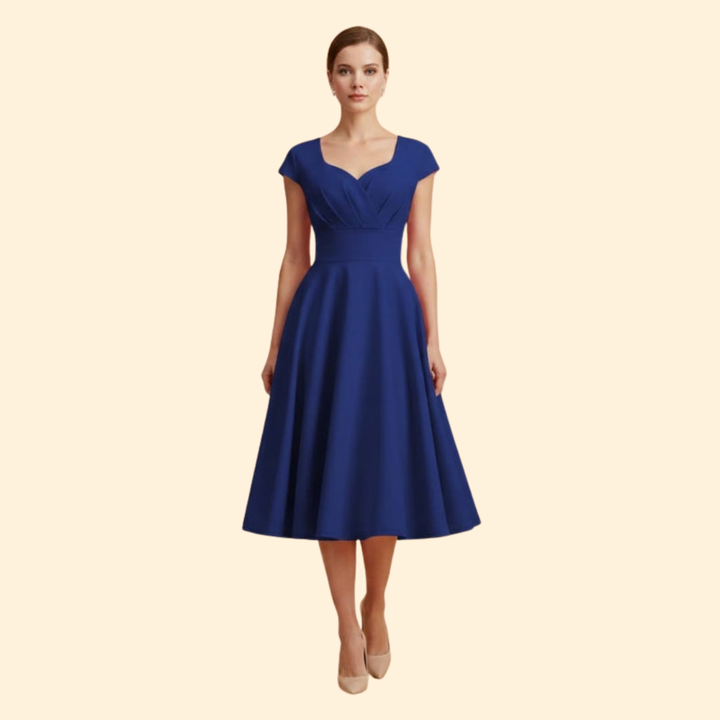 Women's  A-Line Dress with Pleated Waist