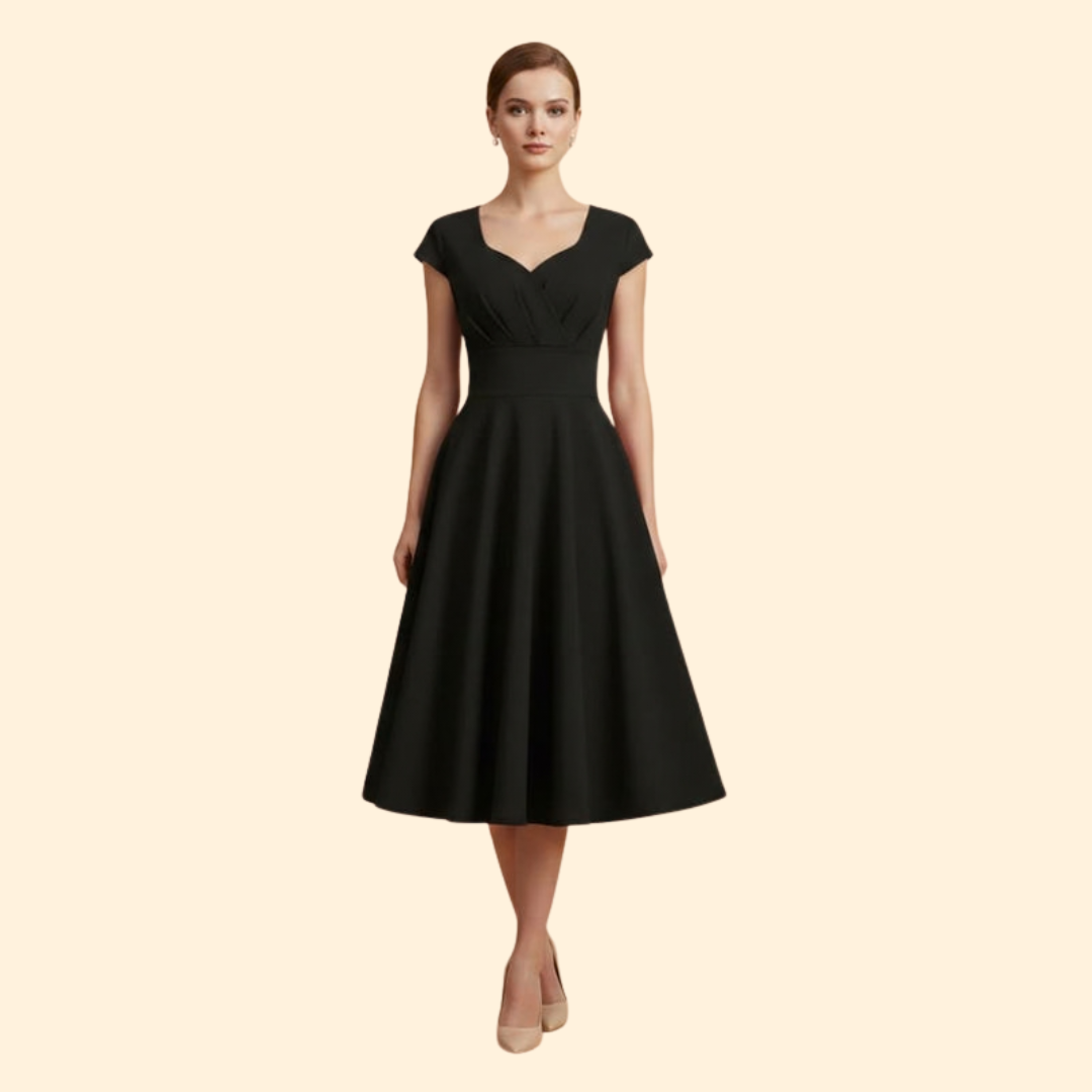Women's  A-Line Dress with Pleated Waist