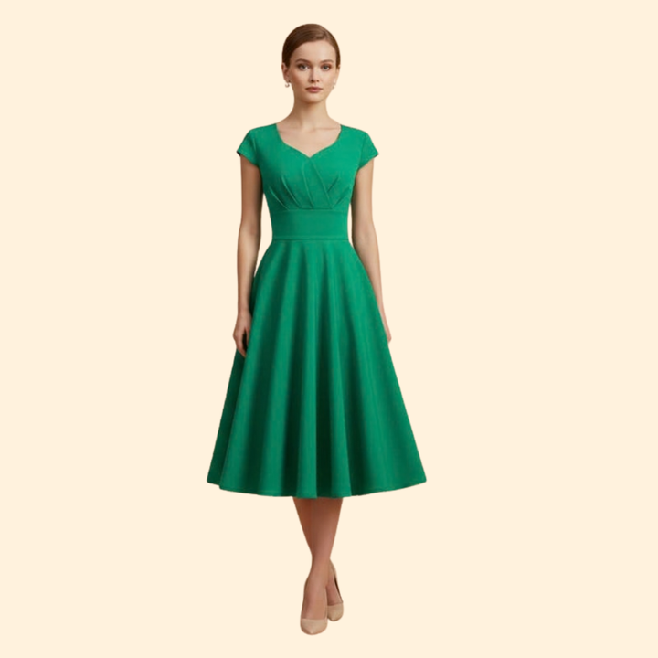 Women's  A-Line Dress with Pleated Waist