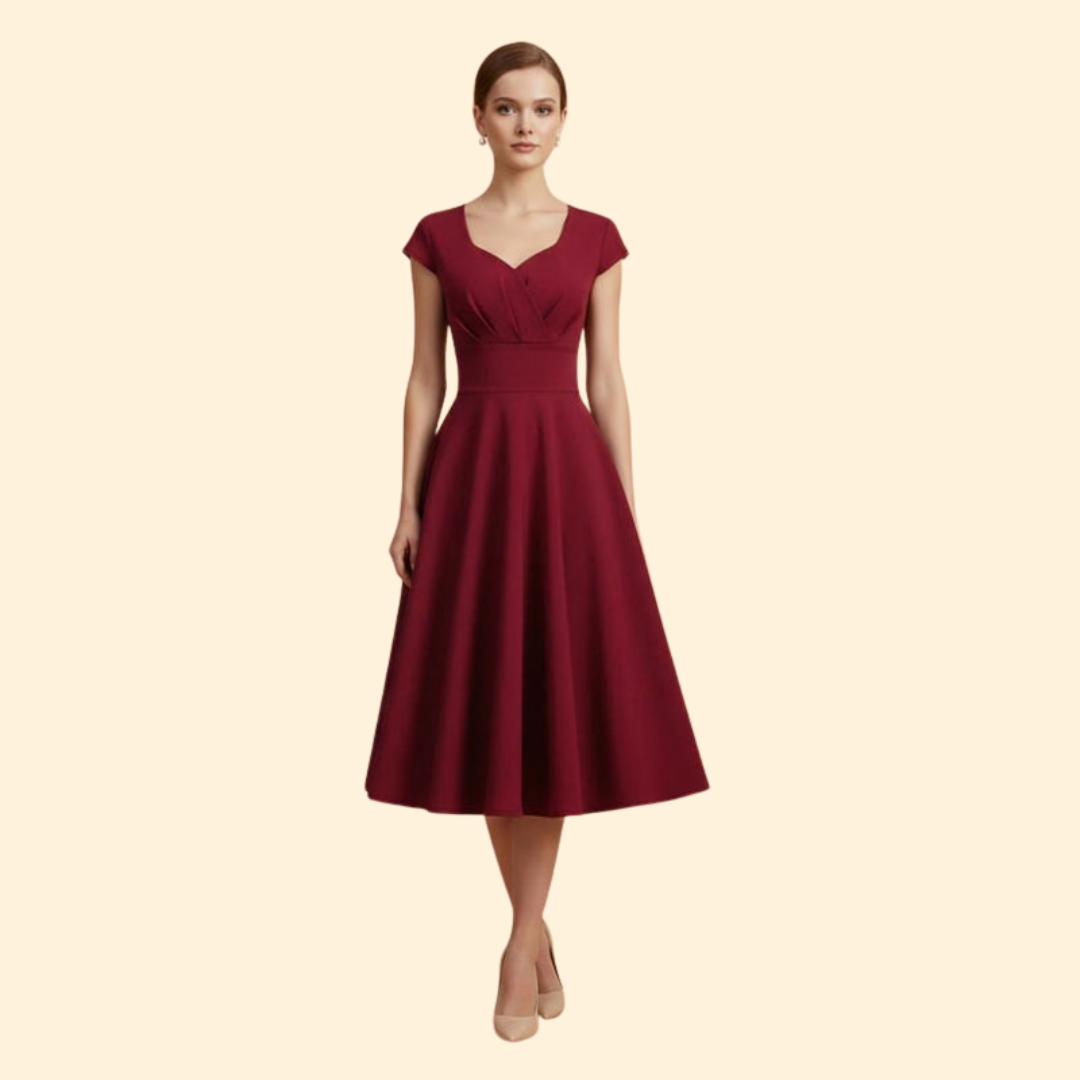 Women's  A-Line Dress with Pleated Waist