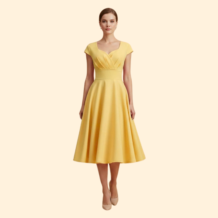 Women's  A-Line Dress with Pleated Waist