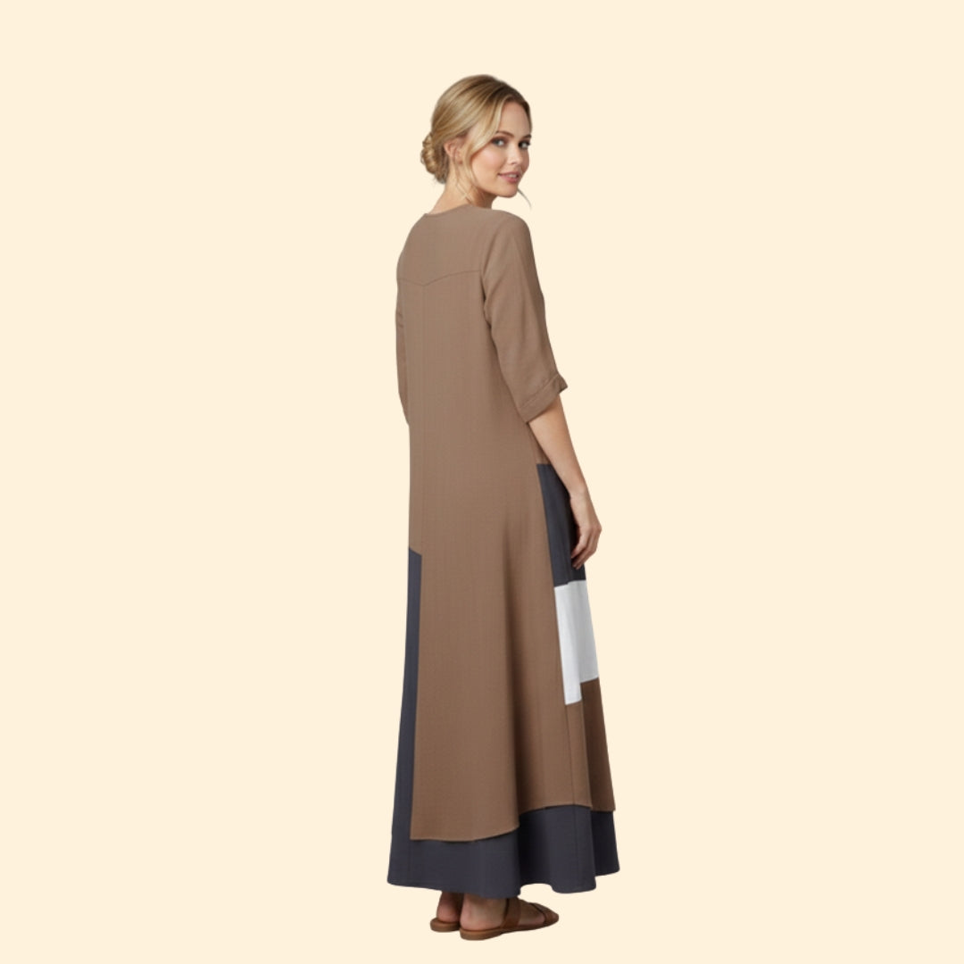 Women’s A-Line Dress with V-Neck and Lace-up Detail