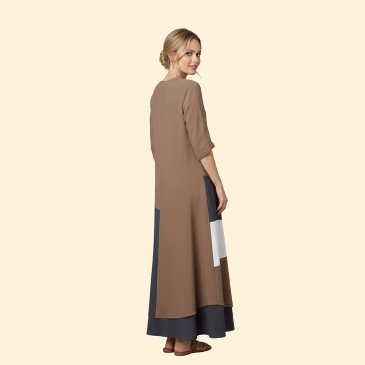 Women’s A-Line Dress with V-Neck and Lace-up Detail