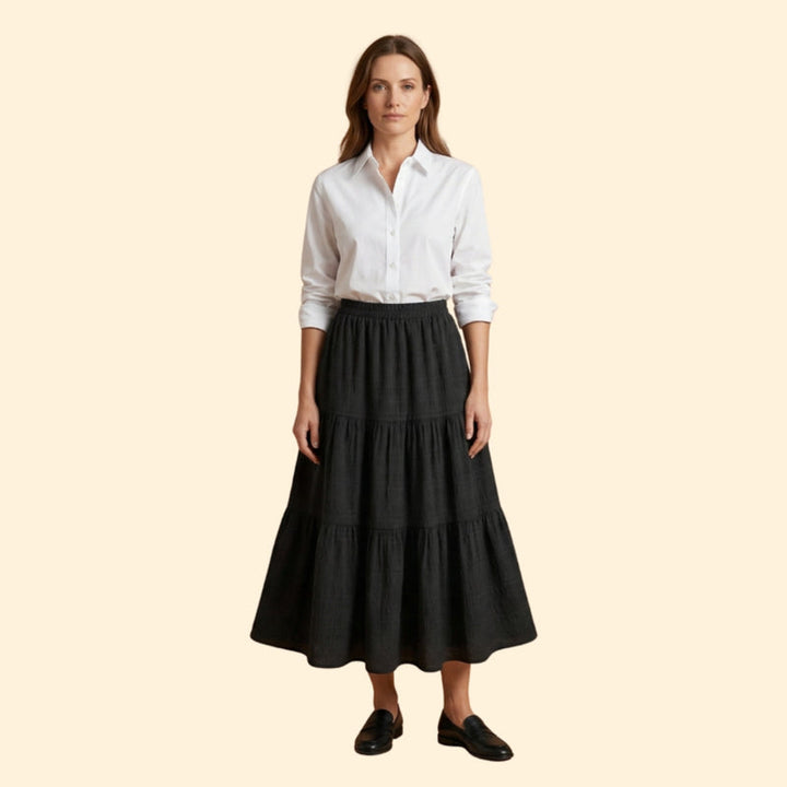 Women’s A-Line Maxi Skirt with Ruffled Detail