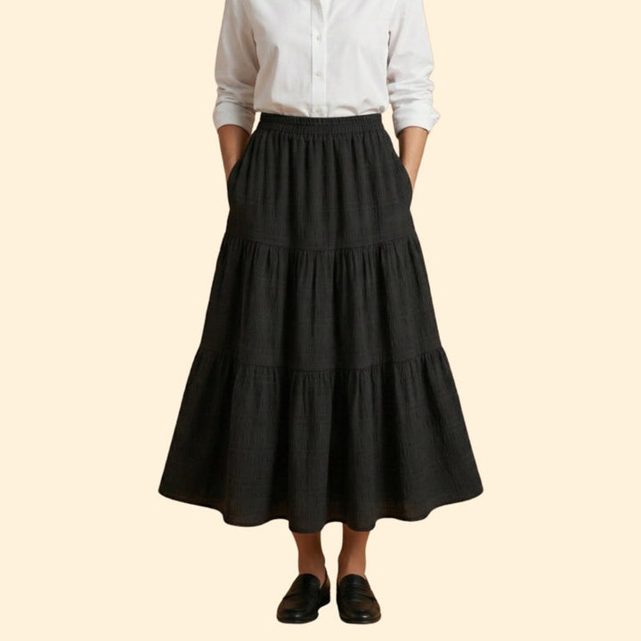 Women’s A-Line Maxi Skirt with Ruffled Detail