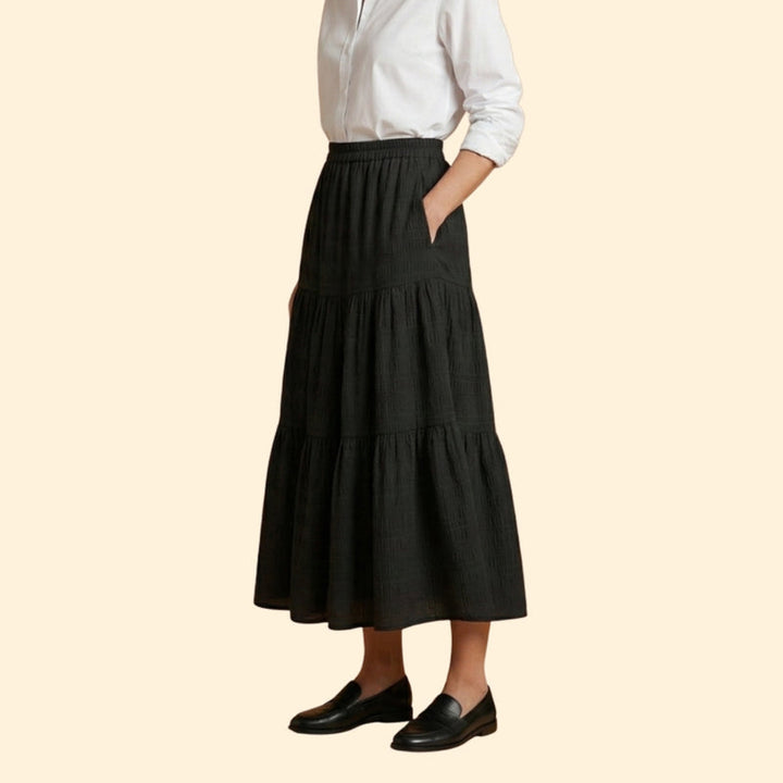 Women’s A-Line Maxi Skirt with Ruffled Detail