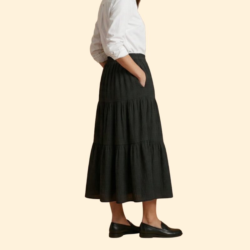 Women’s A-Line Maxi Skirt with Ruffled Detail