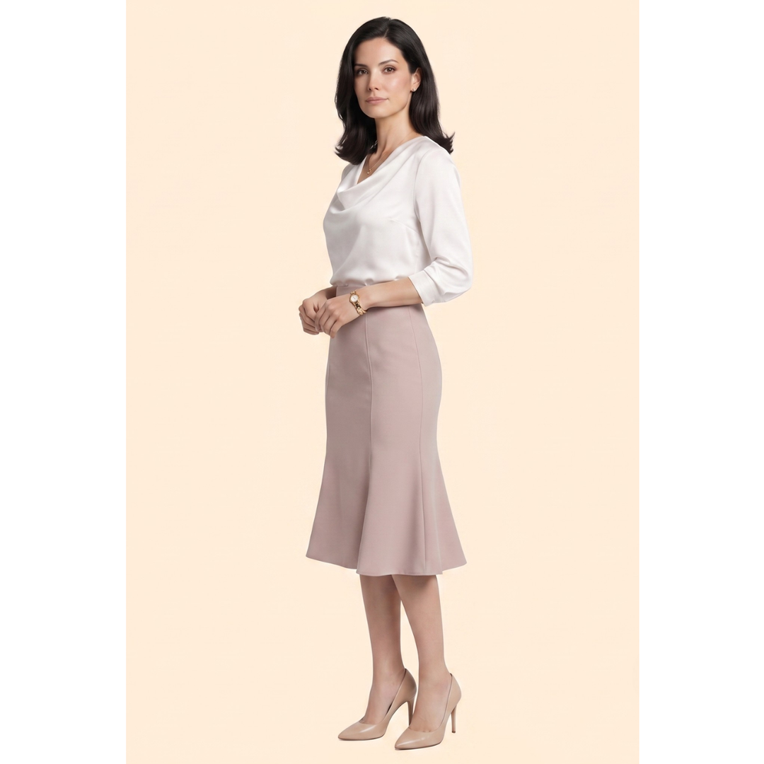 Women’s A-Line Midi Skirt with High Waist