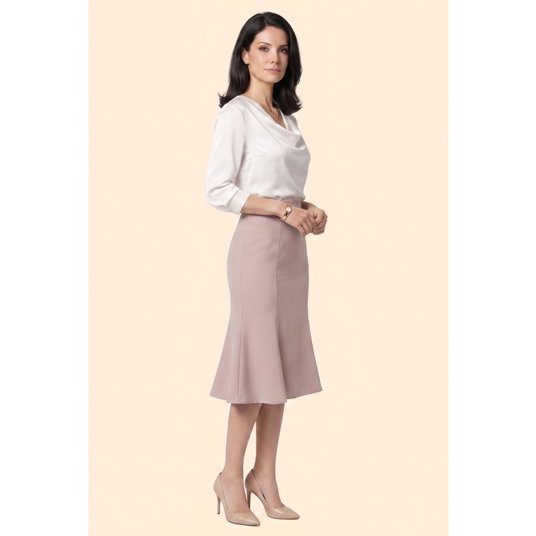 Women’s A-Line Midi Skirt with High Waist