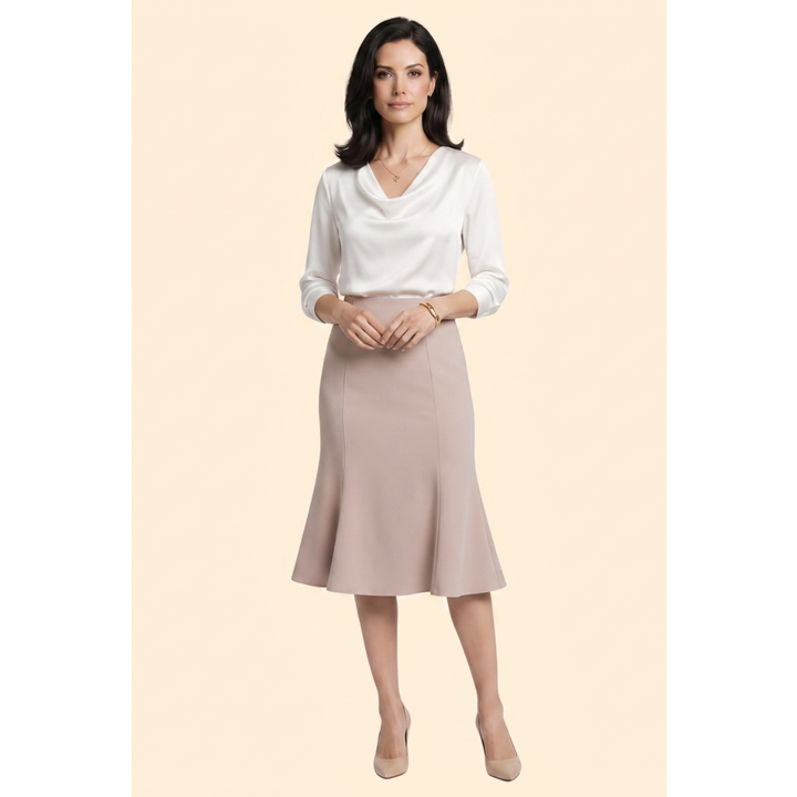 Women’s A-Line Midi Skirt with High Waist