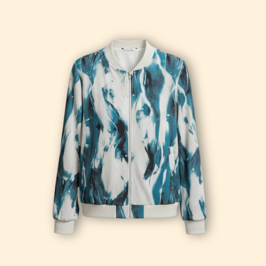 Women’s Bomber Jacket with Abstract Print Design