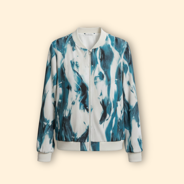 Women’s Bomber Jacket with Abstract Print Design