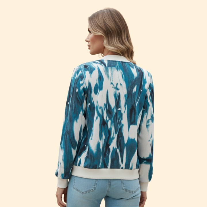 Women’s Bomber Jacket with Abstract Print Design