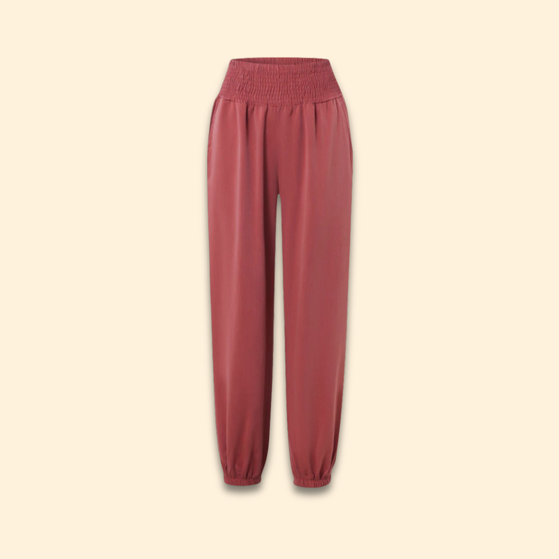 Women's Airy Summer Trousers with Smocked Waist