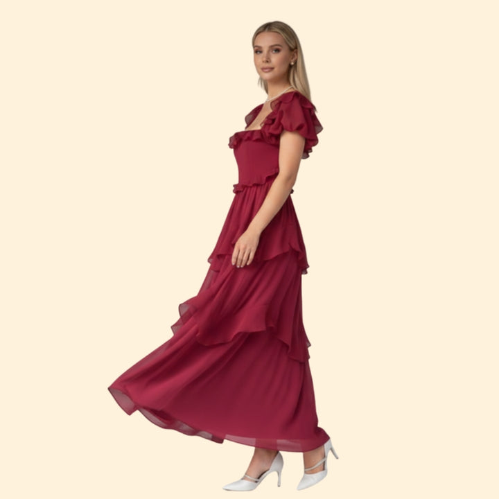 Women’s Backless Dress with Ruffled Sleeves