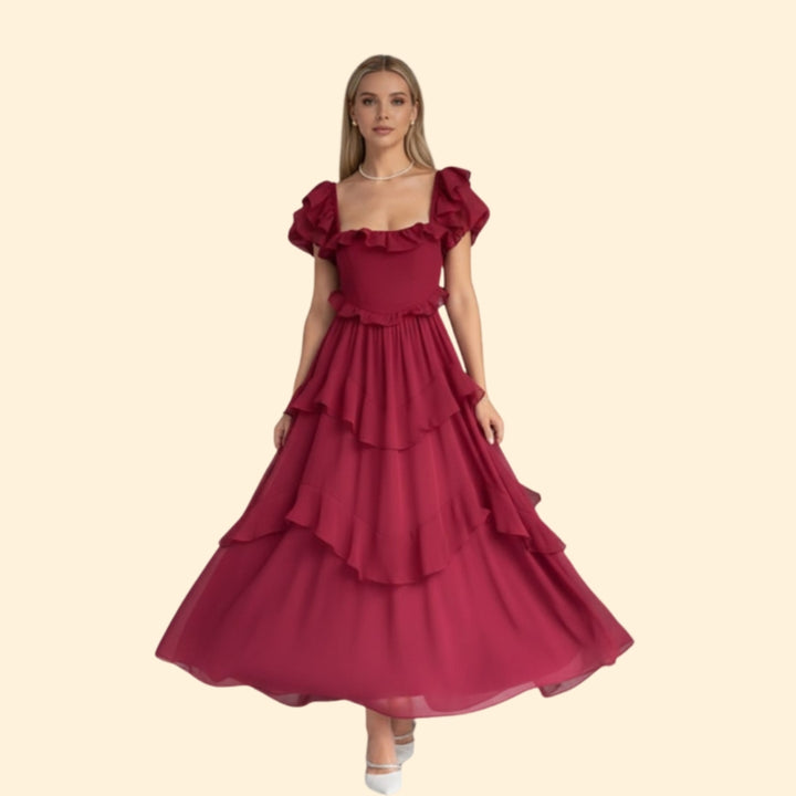Women’s Backless Dress with Ruffled Sleeves