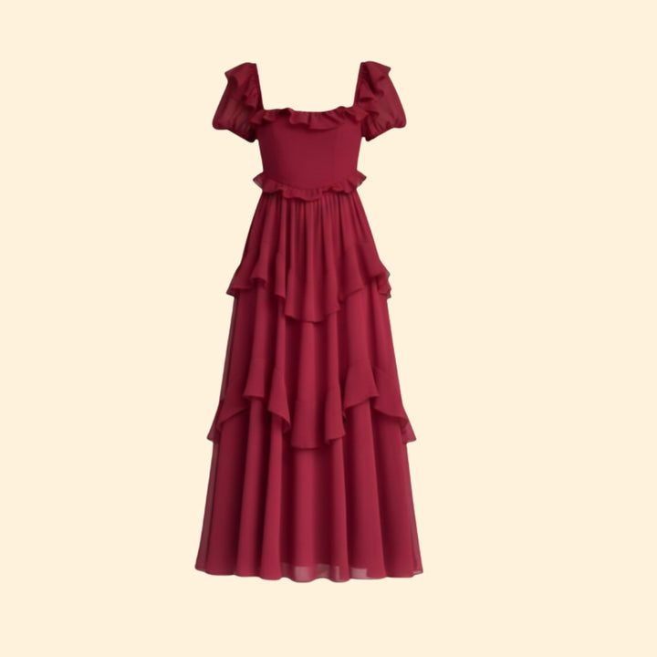 Women’s Backless Dress with Ruffled Sleeves