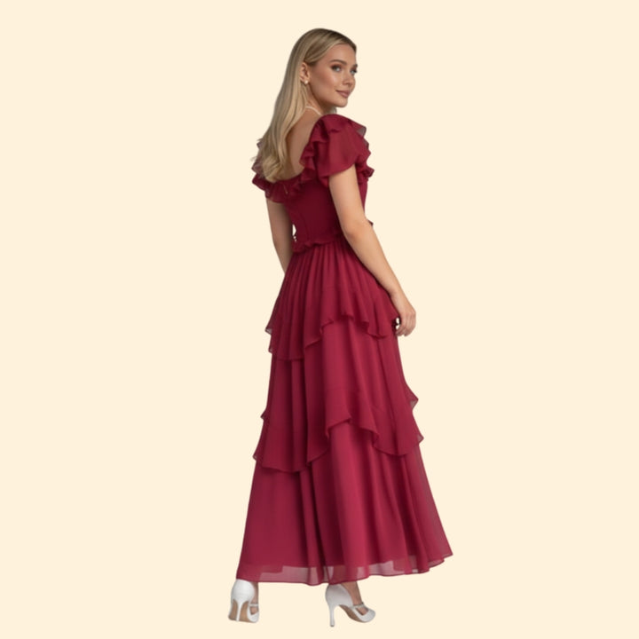 Women’s Backless Dress with Ruffled Sleeves