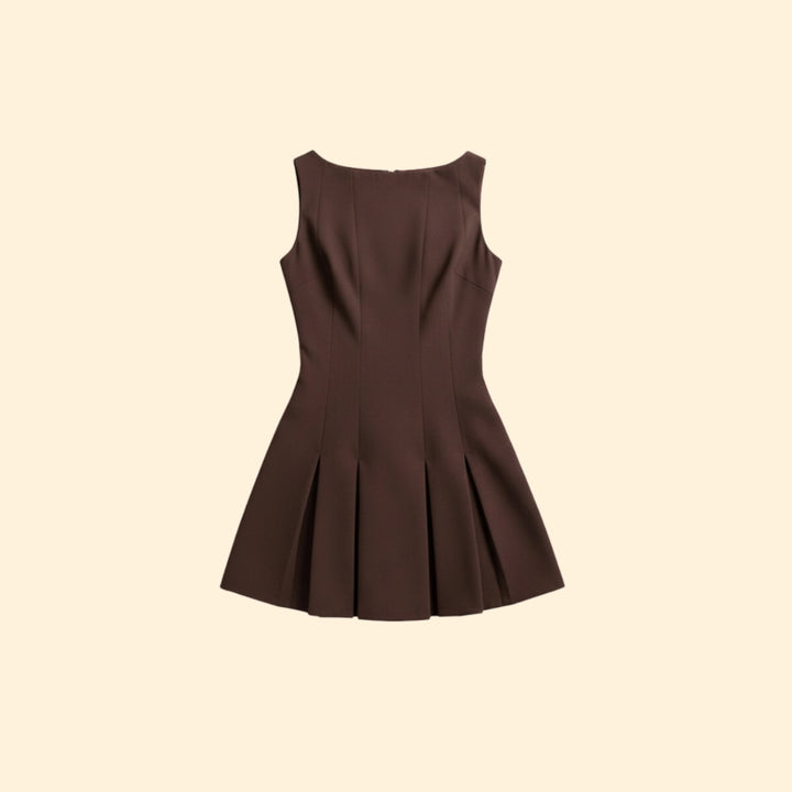 Women’s Backless Mini Dress Pleated Skirt