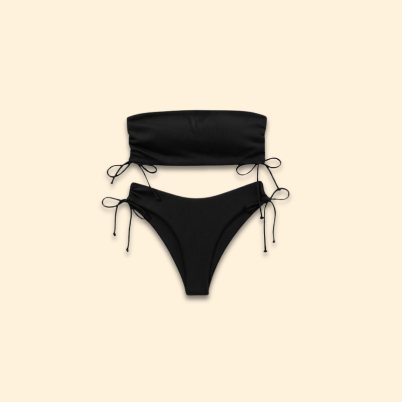 Women’s Bandeau Bikini with Ruched Tie-Side Bottoms