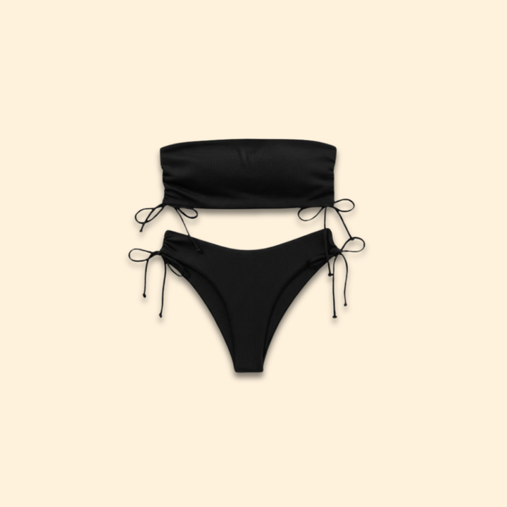 Women’s Bandeau Bikini with Ruched Tie-Side Bottoms
