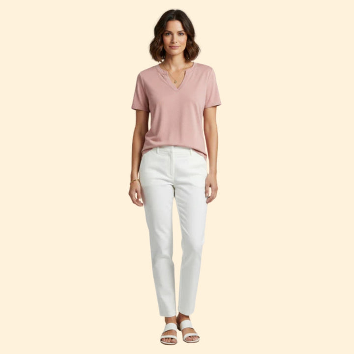 Women’s Basic T-Shirt with V-Neck Design