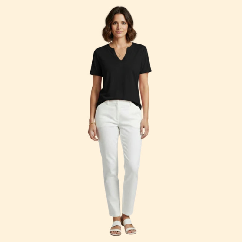 Women’s Basic T-Shirt with V-Neck Design
