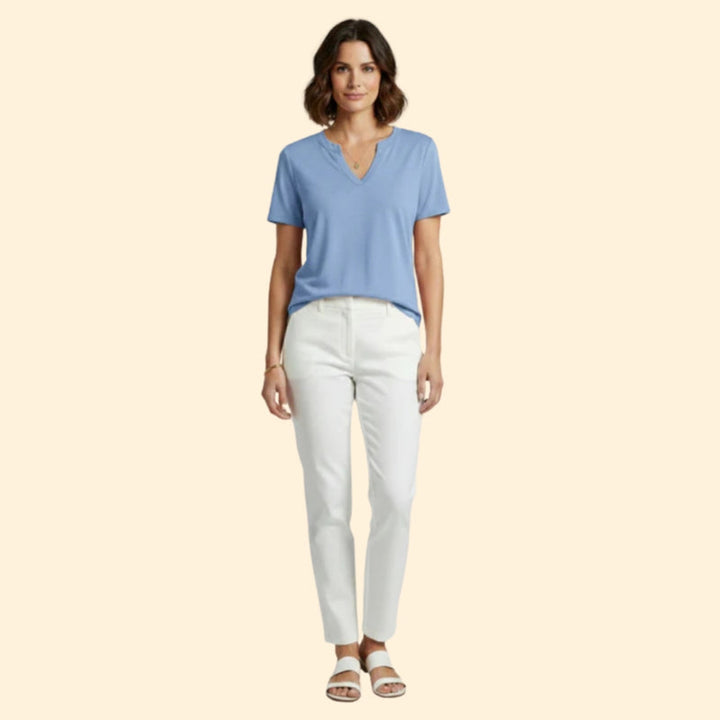 Women’s Basic T-Shirt with V-Neck Design