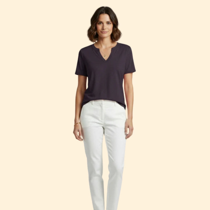 Women’s Basic T-Shirt with V-Neck Design