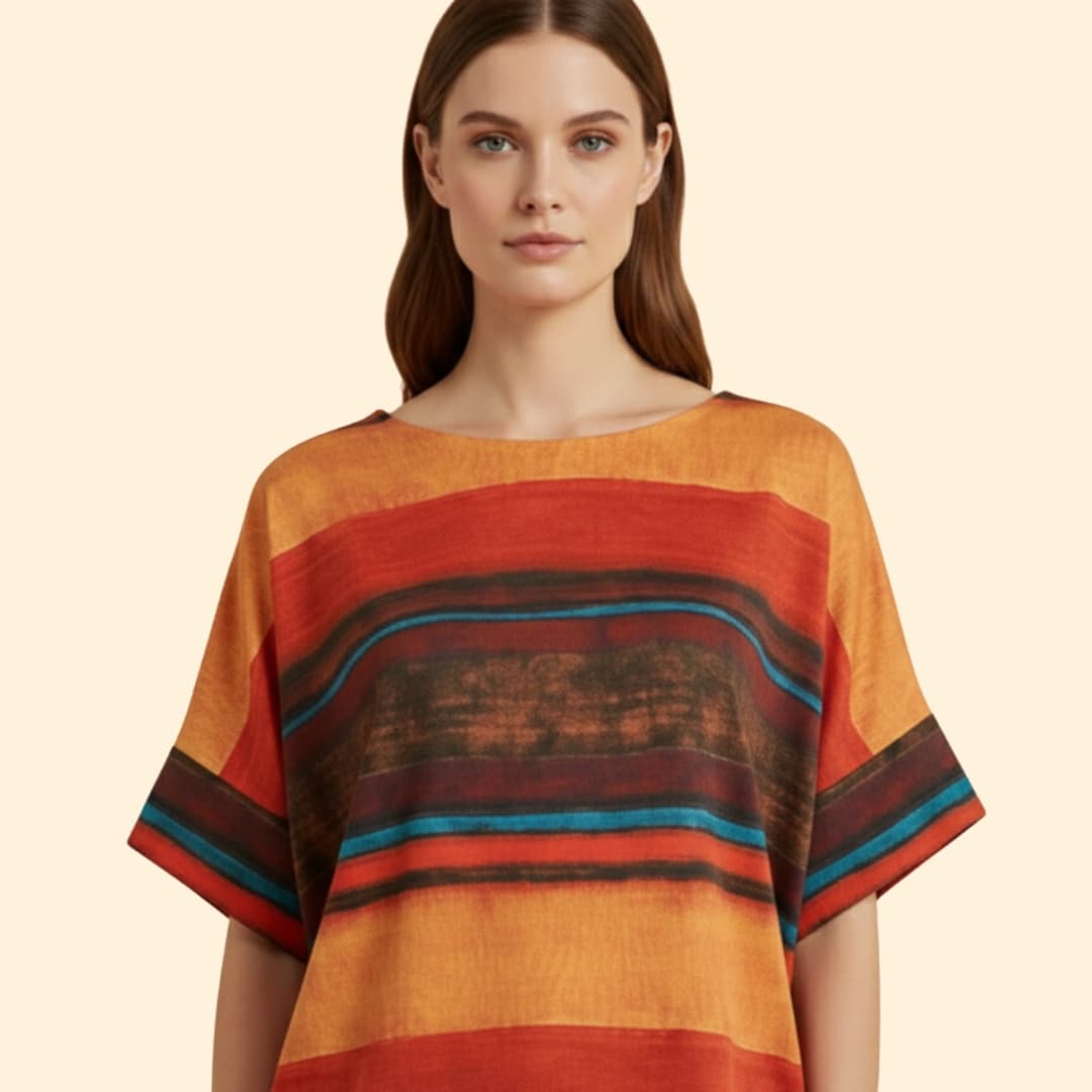 Women’s Basic T-shirt with Abstract Stripe Pattern