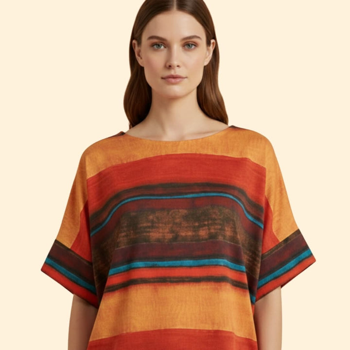 Women’s Basic T-shirt with Abstract Stripe Pattern