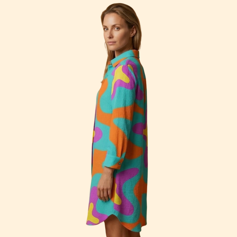 Women’s Beach Cover Up Dress with Button Front