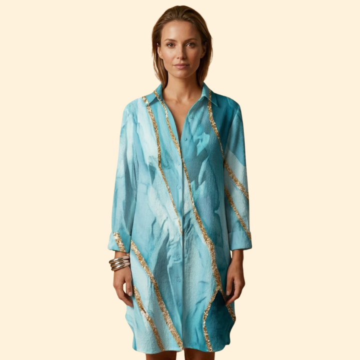 Women’s Beach Cover Up Dress with Button Front