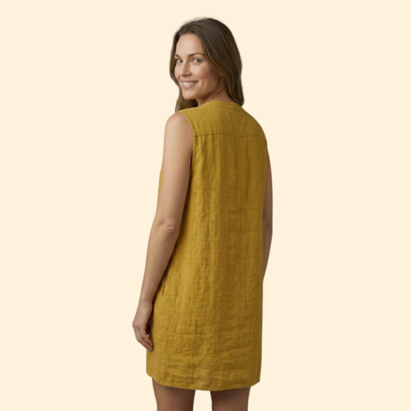 Women’s Beach Dress with V Neck Button Front