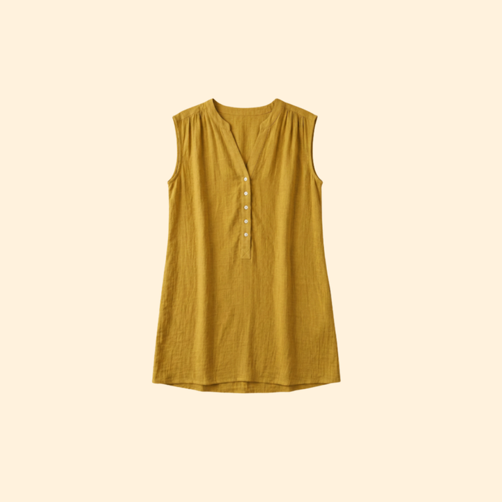 Women’s Beach Dress with V Neck Button Front