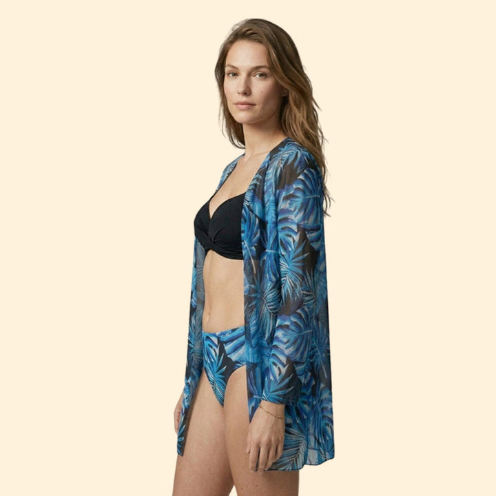 Women’s Bikini Set with Floral Kimono Cover-Up