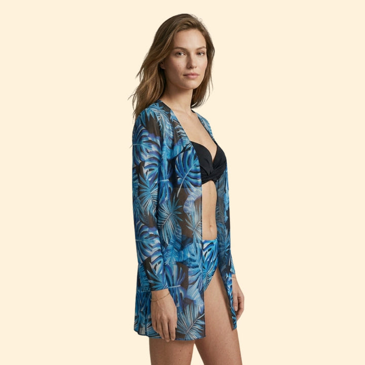 Women’s Bikini Set with Floral Kimono Cover-Up