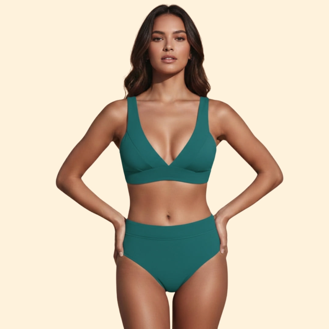 Women's Bikini Set with High-Waisted Bottom