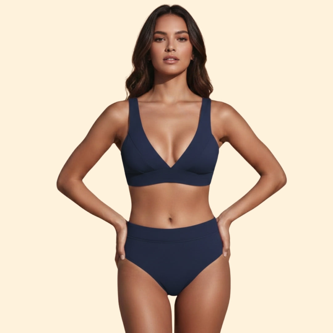 Women's Bikini Set with High-Waisted Bottom