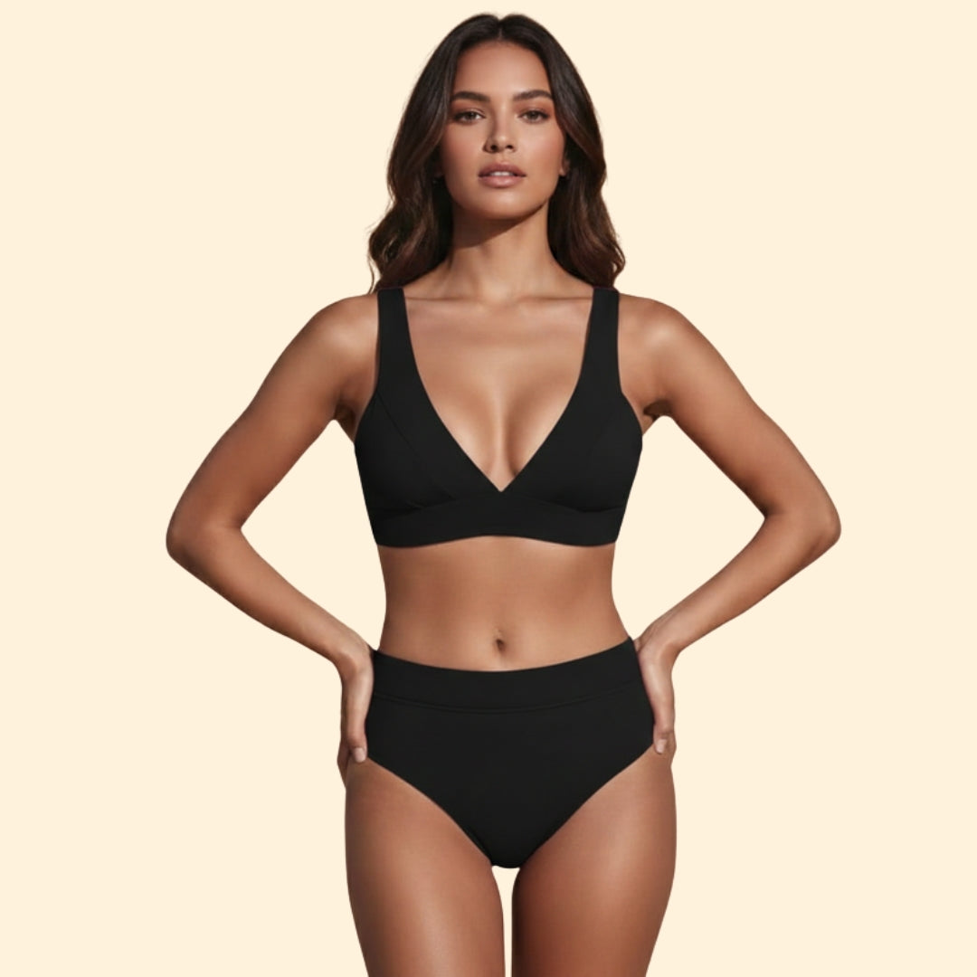 Women's Bikini Set with High-Waisted Bottom