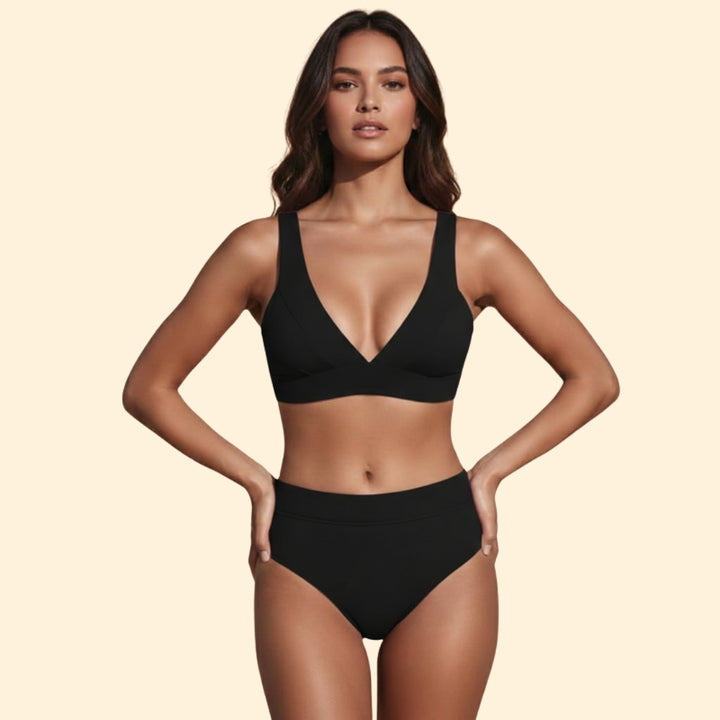 Women's Bikini Set with High-Waisted Bottom