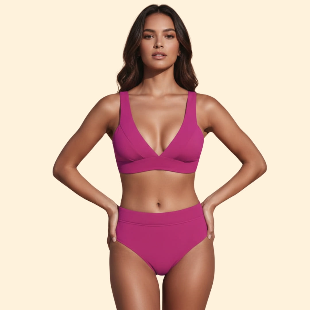 Women's Bikini Set with High-Waisted Bottom