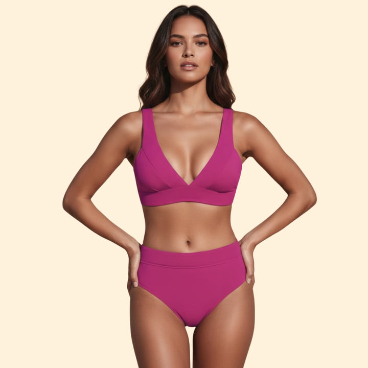 Women's Bikini Set with High-Waisted Bottom