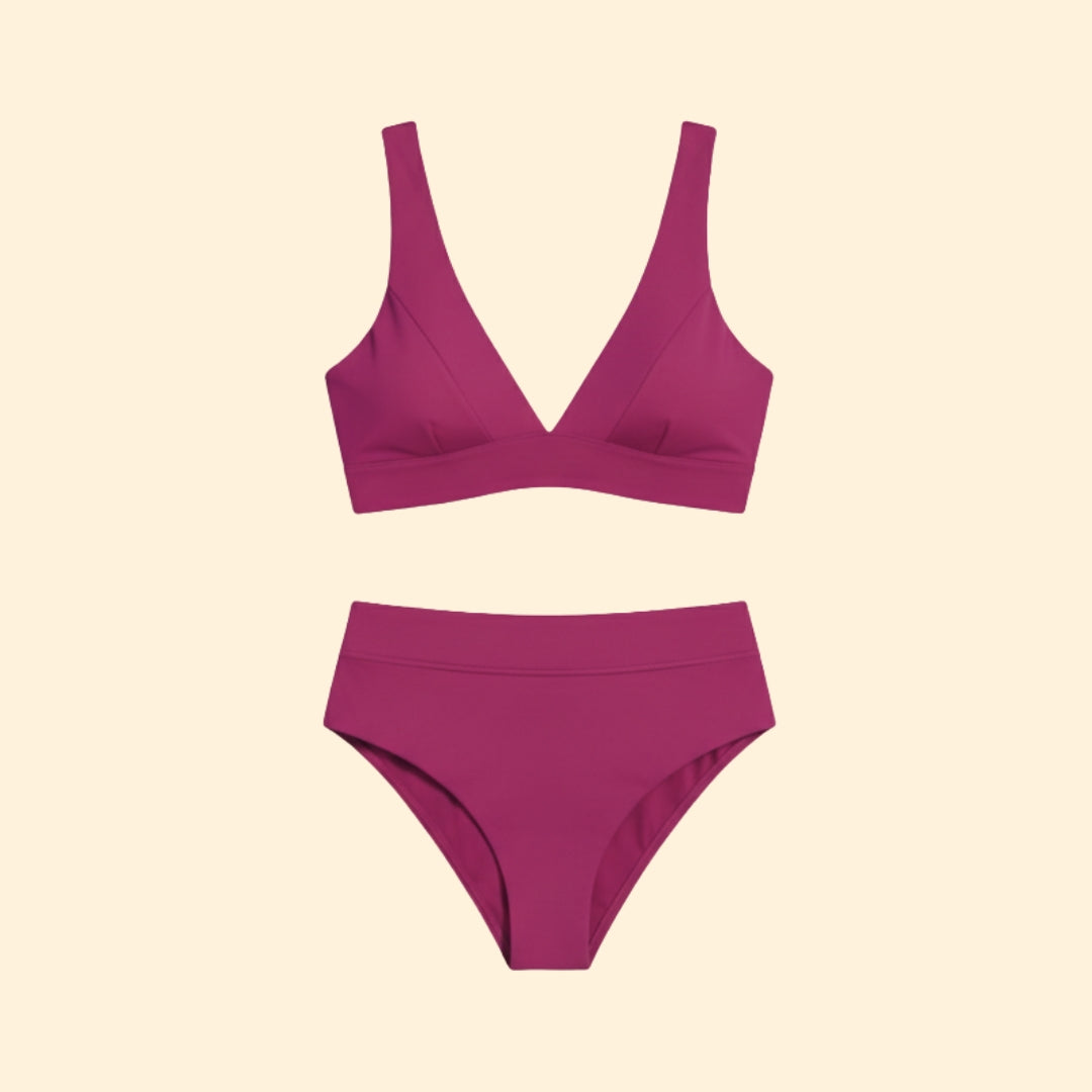 Women's Bikini Set with High-Waisted Bottom