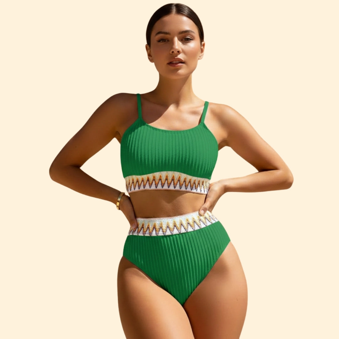 Women’s Bikini Set with Ribbed Crop Top