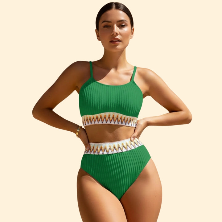 Women’s Bikini Set with Ribbed Crop Top