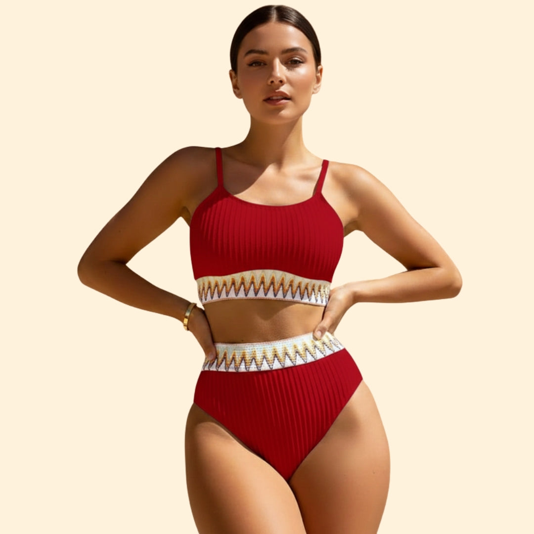 Women’s Bikini Set with Ribbed Crop Top