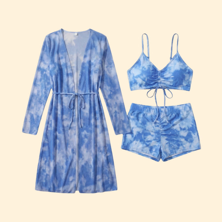 Women’s Bikini Set with Sheer Kimono Cover-Up