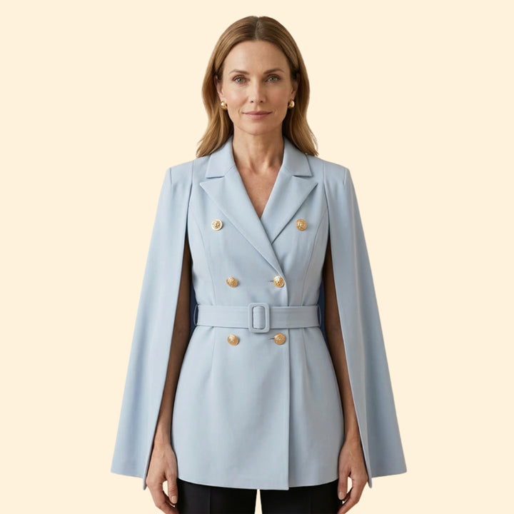 Women’s Blazer Mini Dress with Belt and Gold Buttons